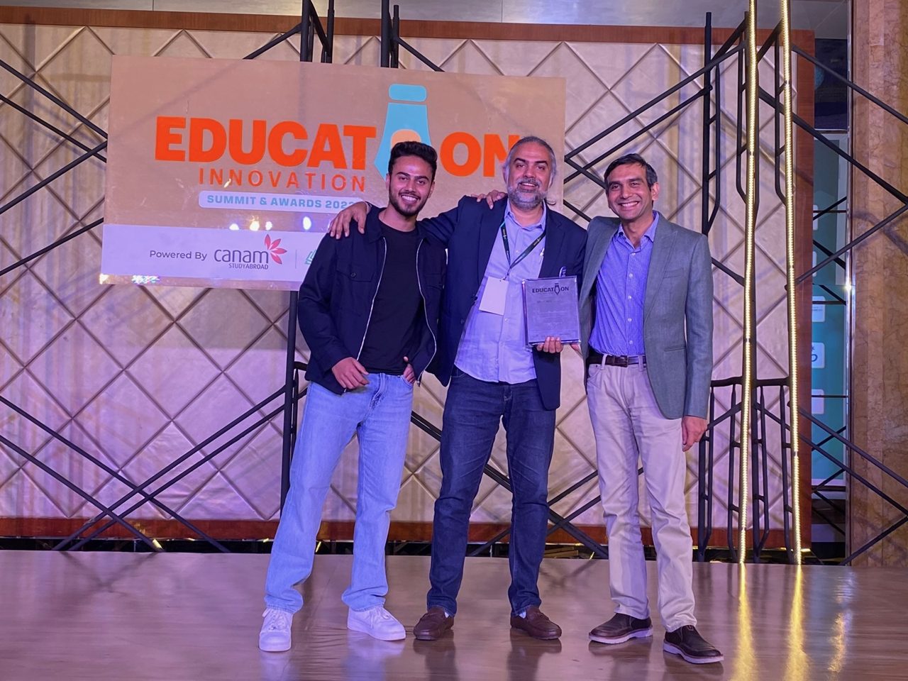 Receiving an Education Innovation award in Bangalore